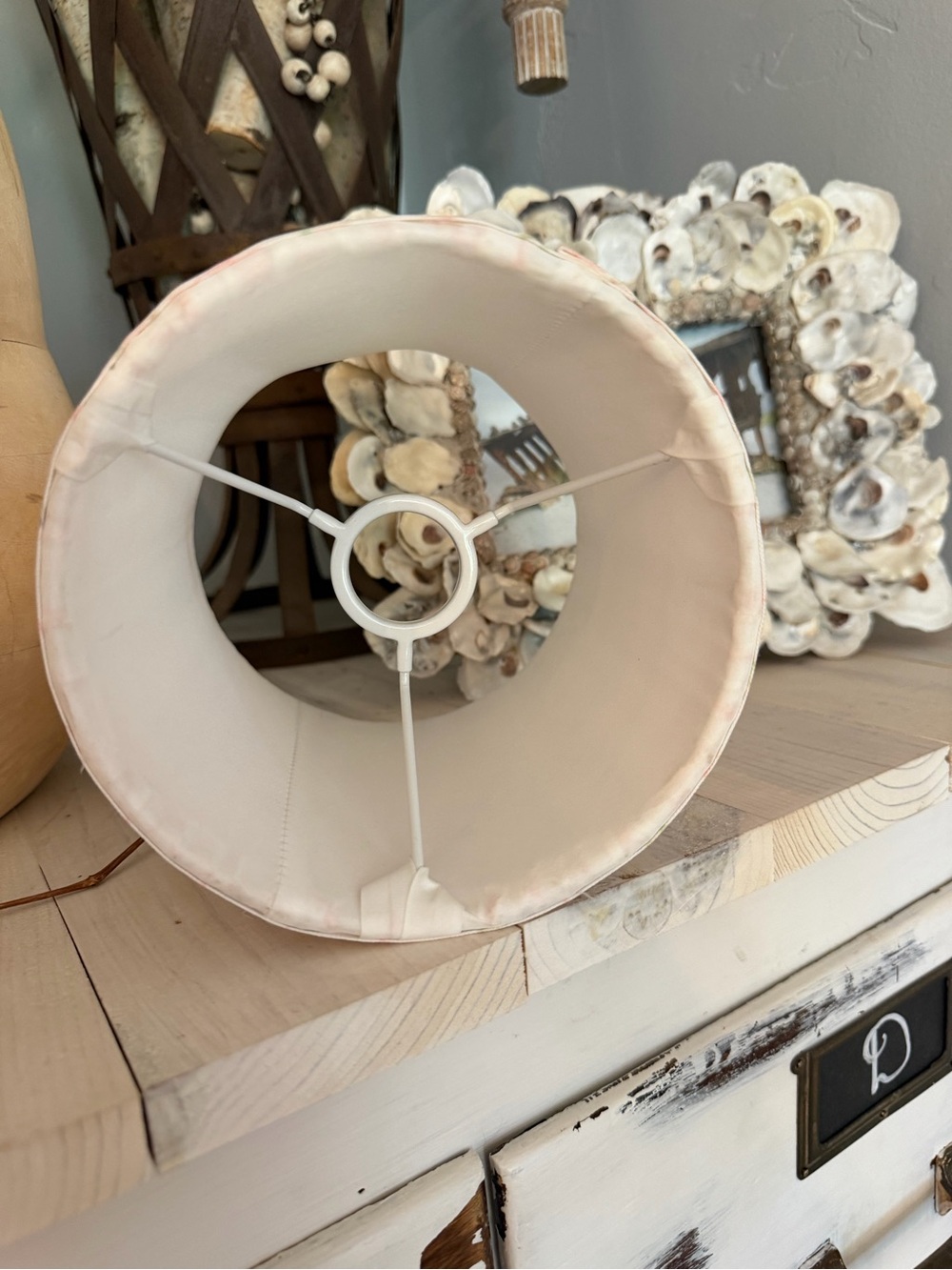 Floral Pink and Cream Fabric Accent Lamp Shade Shabby Chic Cottage Core - Picture 2 of 5